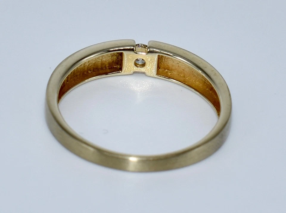 Solitär Brillant Ring 0,08ct, 375/9kt, Gelbgold, 2,55 g, Größe 60! - Bild 2 von 4