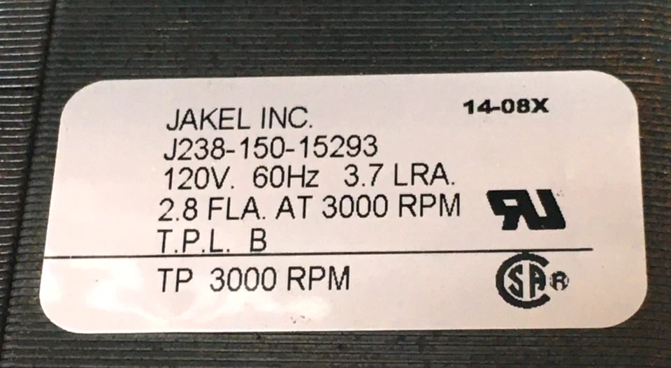 Motor soplador inductor de tiro JAKEL J238-150-15293 223075-01 119384-00 120V #ML525 Foto 3 de 4