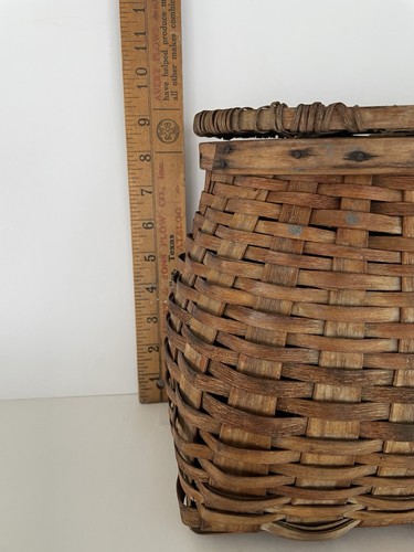 Antique fishing creel basket splint woven patina fly sports Door Decor Basket - Picture 13 of 19
