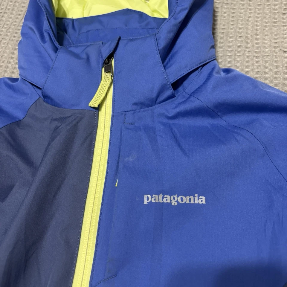 Patagonia Girls' Snowbelle Hooded Winter Ski Jacket Size L (12) Blue Yellow - Image 2 of 4