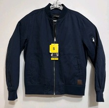 NWT Lucky Brand Men's Full Zip Pockets Bomber Jacket Size S Lined Cotton Navy