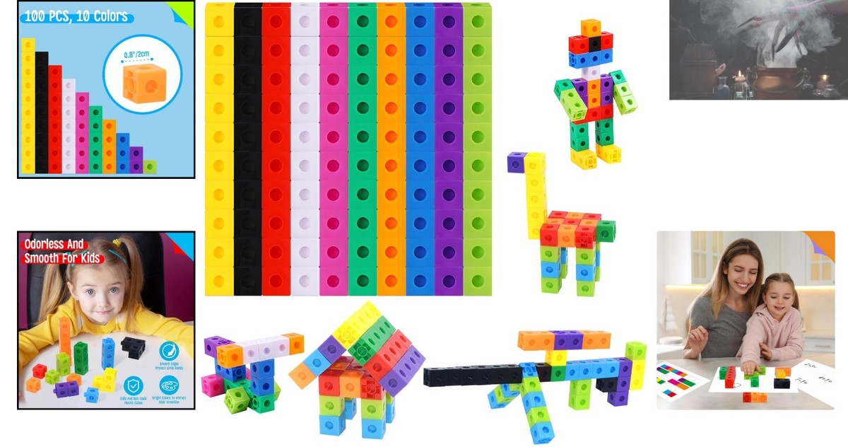 Creative Snap Blocks - 100 Math Linking Cubes for Preschool and