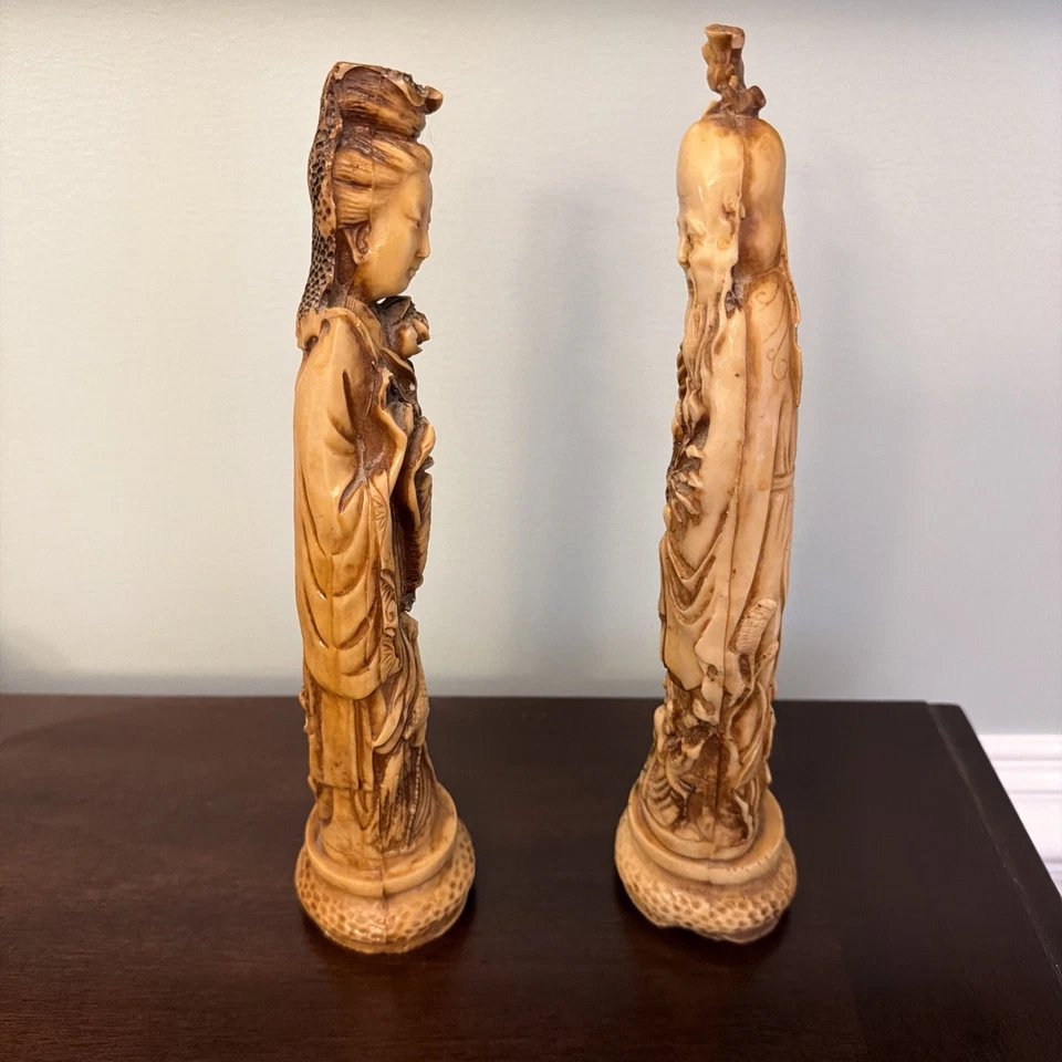 Figuras vintage inmortales chinos talladas a mano resina italiana? Foto 3 de 4