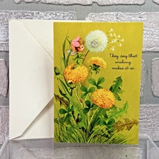 Norcross Get Well Card w/ Envelope Fairy Pixie Dandelion Wishes Unused