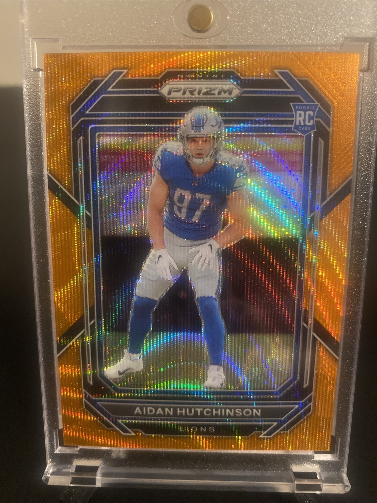 2022 Panini Prizm Rookies Aidan Hutchinson #340 Orange Wave Prizm /60 (RC) Lions