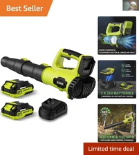 Effortless Outdoor Cleaning: 21V Cordless Leaf Blower with 2 Batteries & Charger