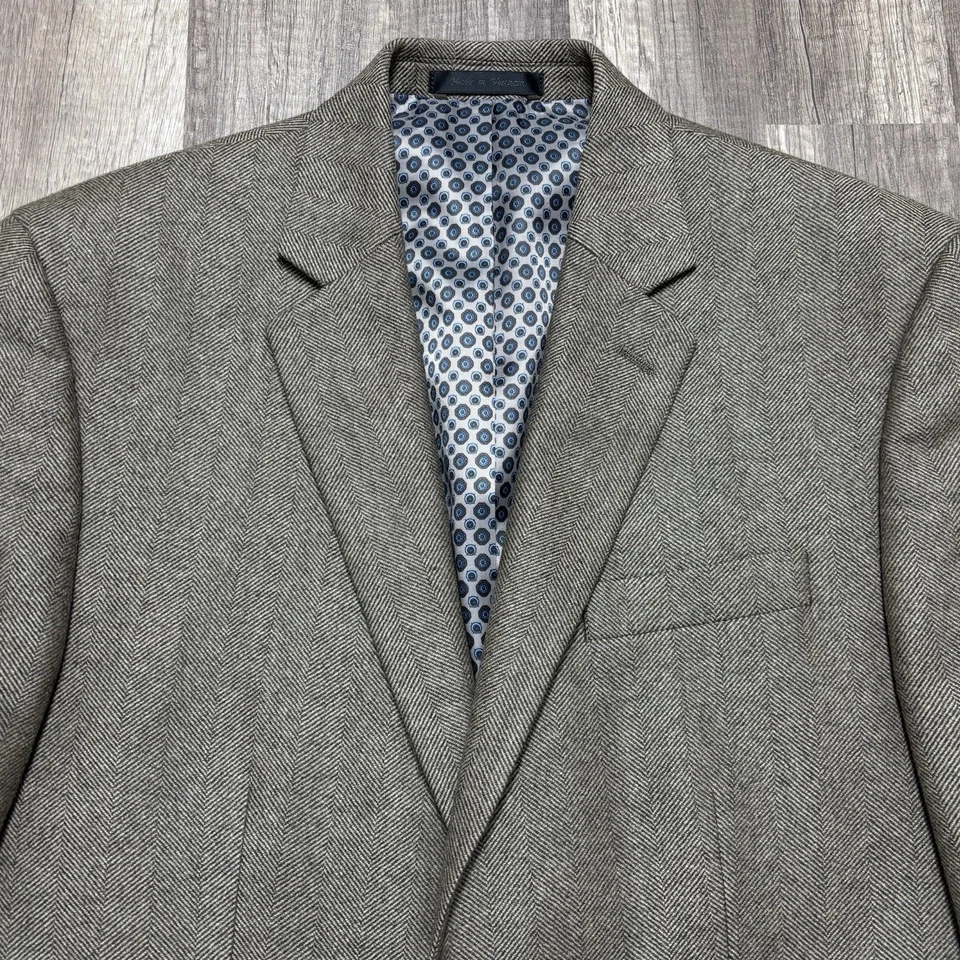 Michael Kors Blazer Mens 40L Brown Cashmere Wool Herringbone Sports Coat Jacket - Image 4 of 4