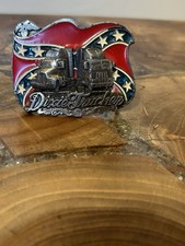 Vintage 1987 Truck Belt Buckle American Flag Dixie Trucker