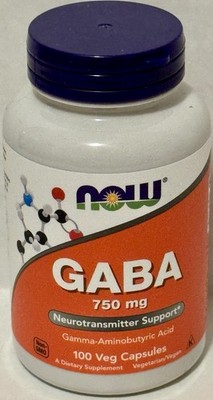 NOW Foods GABA Gamma-Aminobutyric Acid Supplements - 100 Capsules Best By 2/2031