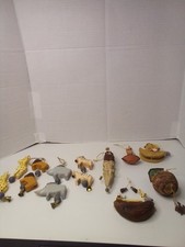 Vintage Wood Noah's Ark Decor Lot Bible Animals Hanging Figures