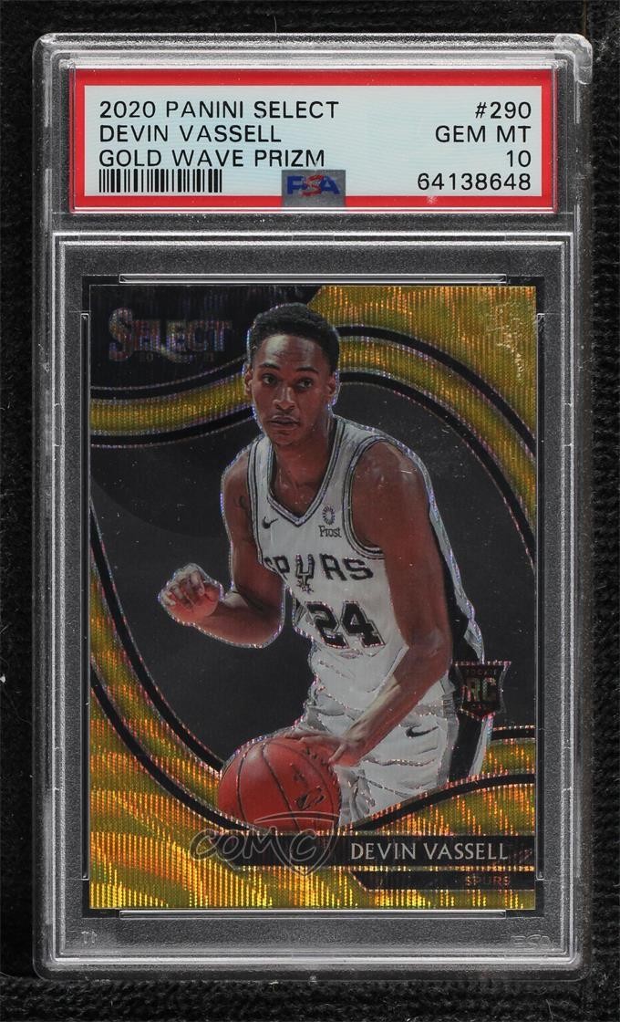 2020-21 Panini Select Courtside Gold Wave Prizm Devin Vassell PSA 10 GEM MT z6j