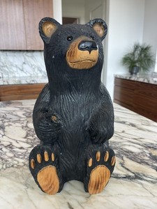 Artist Signed Hand Carved Wood Black Bear 13.5" Tall Montana USA