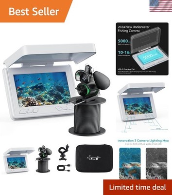 Portable Underwater Camera with 220° View & 12 IR Lights for Enhanced Visibility