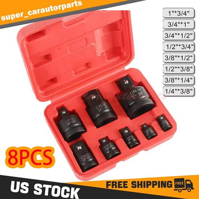 #ad #ad 8Pcs Impact Socket Reducer Adapter Set Convertor Adaptors 1 4quot; 3 8quot; 1 2quot; 3 4quot; 1quot; $18.99