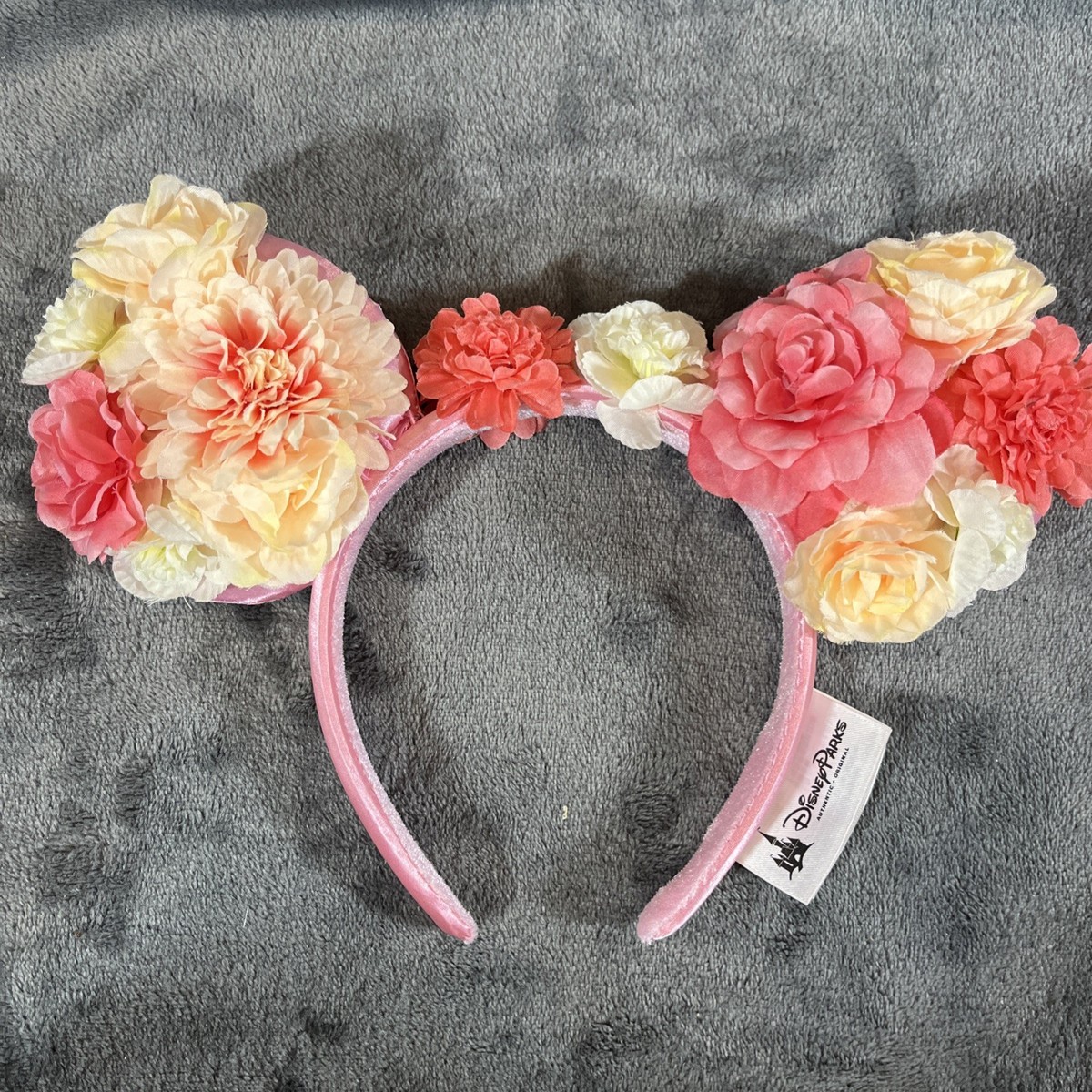 Disney Minnie Mouse Ears - Flowers/Pink Rapunzel Ears With Crown Velvet Ears - Floral Minnie Mouse  main image 2