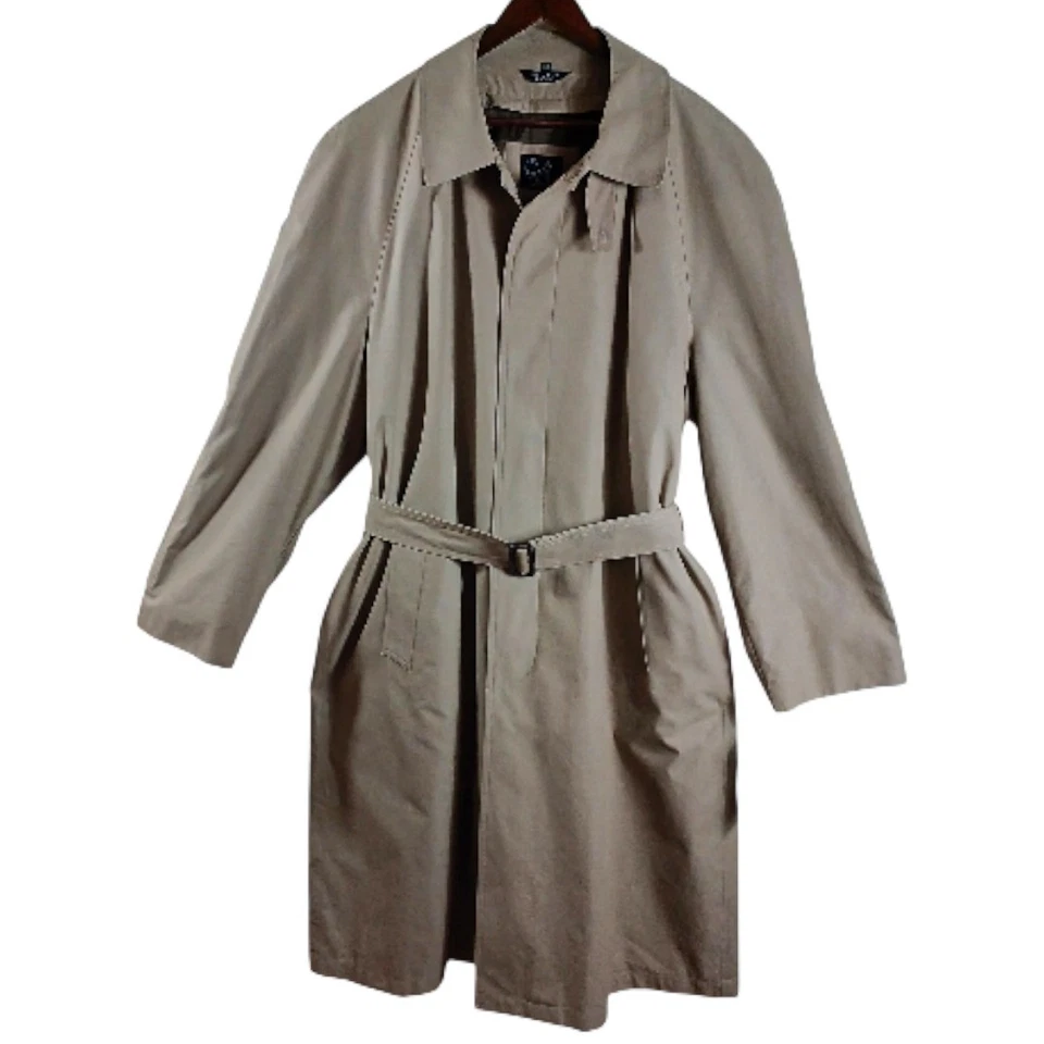 NWT Jos A Bank $350 Tan Trench Coat 44R Removable Plaid Wool Liner Belted Long - Image 2 of 4