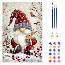 Christmas Gnome Paint by Numbers for Adults DIY Holiday Canvas Art 8x12 Inch