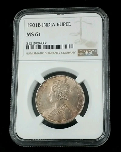 1901B INDIA RUPEE NGC MS 61 with Nice Toning #3844