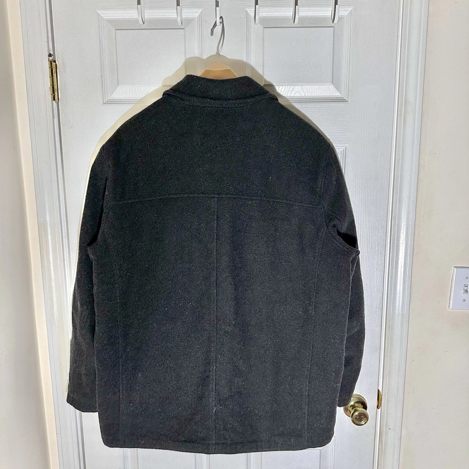 Dockers Premium Men’s Wool Coat Size XXL 2XL Full Zip Charcoal Black From Italy - Image 4 of 4