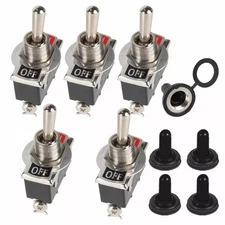 5X 12V SPST Solid Metal Toggle Switch ON/OFF Single Pole for Marine / Automotive