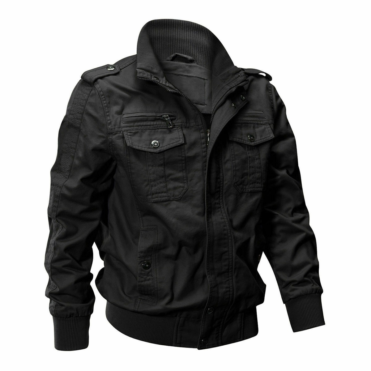 ジャケット・アウター CONFECT military 1B jacket Black Mens Military Jacket Army Flight Coats Multi-Pocket Combat Jackets
