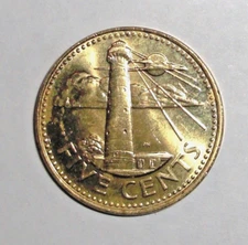 1997 Barbados Coin 5 cents South Point Lighthouse