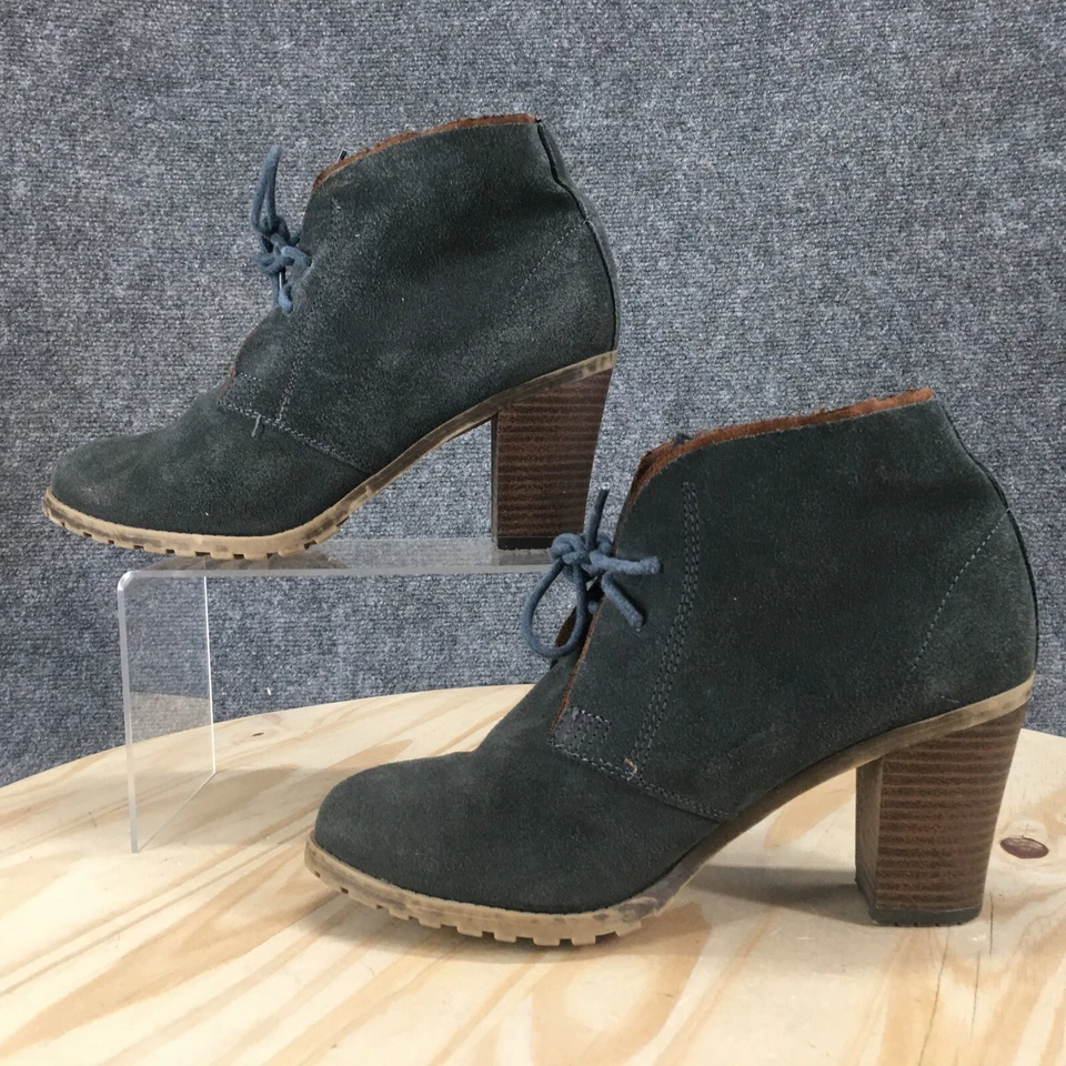 Botas talladas con volantes para mujer 8,5 M verde oscuro gris ciprés chukka botín al tobillo gamuza Foto 2 de 4