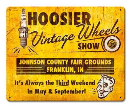 Hoosier Vintage Wheels Show Car Auto Steel Racing Metal Sign Wall Decor SW002