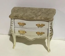 Dollhouse Miniatures Artisan OOAK Handpainted And Marbelized Small 2Drawer Chest
