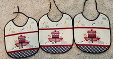 Noah's Ark Baby Bibs Lot Of 3 -- 11 X 11 1/2 Inches