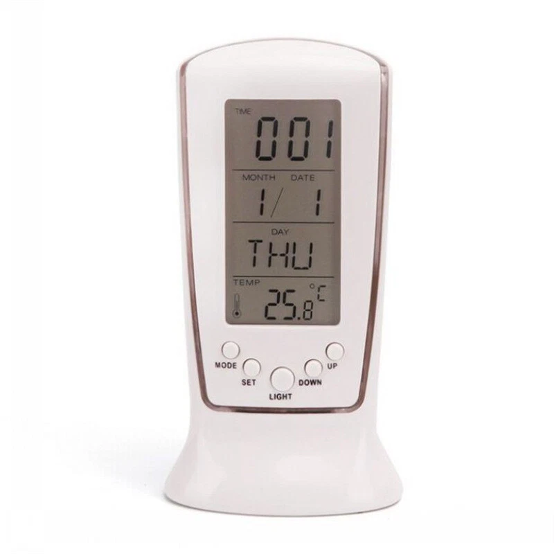 LCD Digital Clock Calendar Thermometer Blue Backlight Birthday Alarm Night Light - Image 4 of 4