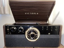 Victrola VTA-270PB 6-in-1 Bluetooth CD Player with 3-Speed Turntable - Espresso
