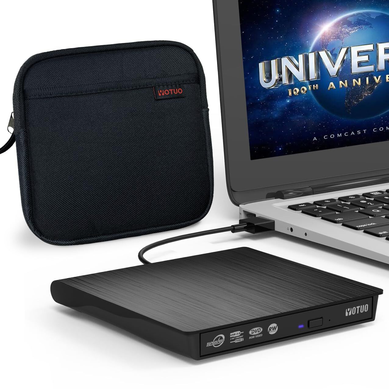External DVD Drive with Carrying Case Portable USB 3.0 CD +/-RW Drive DVD Pla...