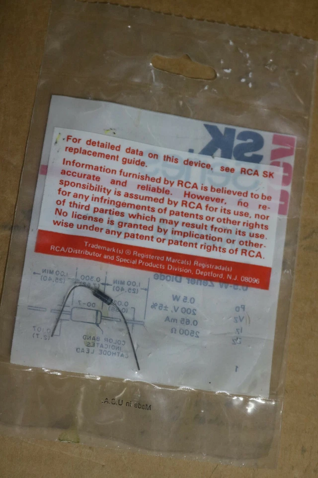 批量 4 件 - RCA SK 系列 SK200A 以前 SK3826 0.5-W Zener 二极管 — 第 3/4 张图片