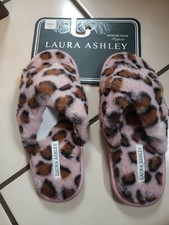 Laura Ashley Pink Cheetah   Slippers. Sz 5-6 Women's. NWT