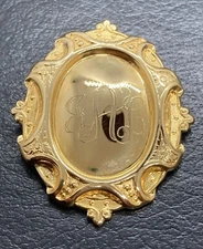 VINTAGE SCARF CLIP HOLDER GOLD TONE  VICTORIAN REVIVAL JEWELRY Monogram