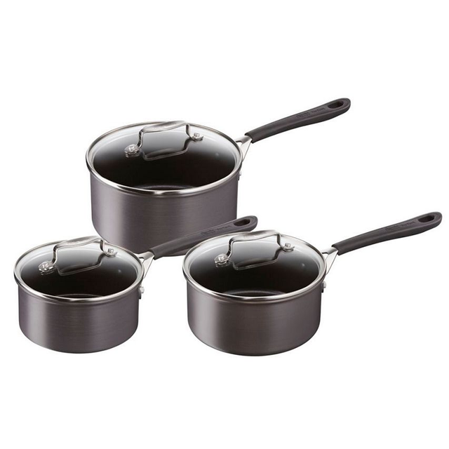 Tefal Jamie Oliver 3Piece Aluminium NonStick Saucepan Set Black (H900S344) for sale online