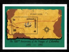 Antigua 1992 - Voyages of Columbus - Souvenir Stamp Sheet - Scott #1578 - MNH