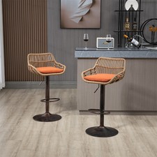 Set of 2 Swivel Bar Stools Adjustable Counter Height Kitchen Dining Chair