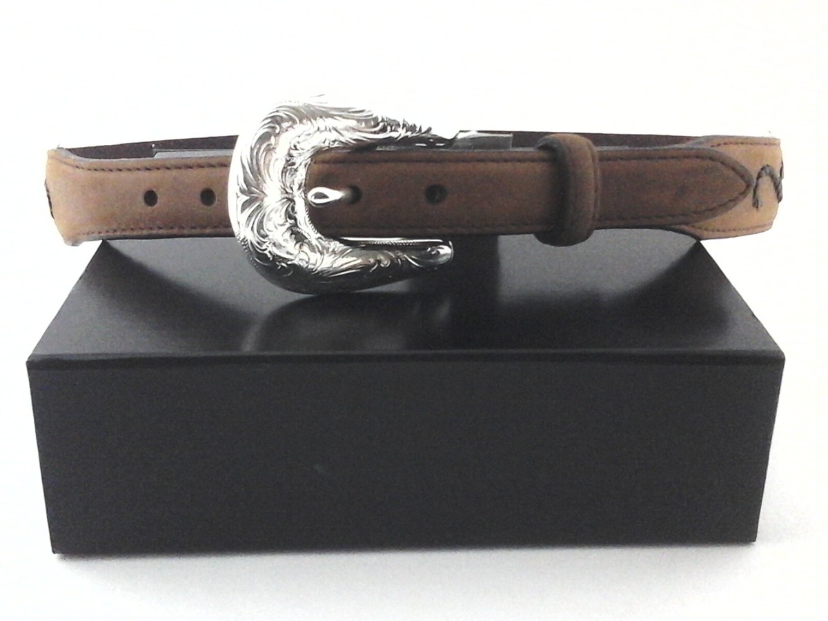 TONY LAMA Ropin’ Hearts Belt Western Brown Leather Silver Heart Conchos Vintage Tony Lama Silver Heart Brown Leather belt – Holy Thrift main image 3