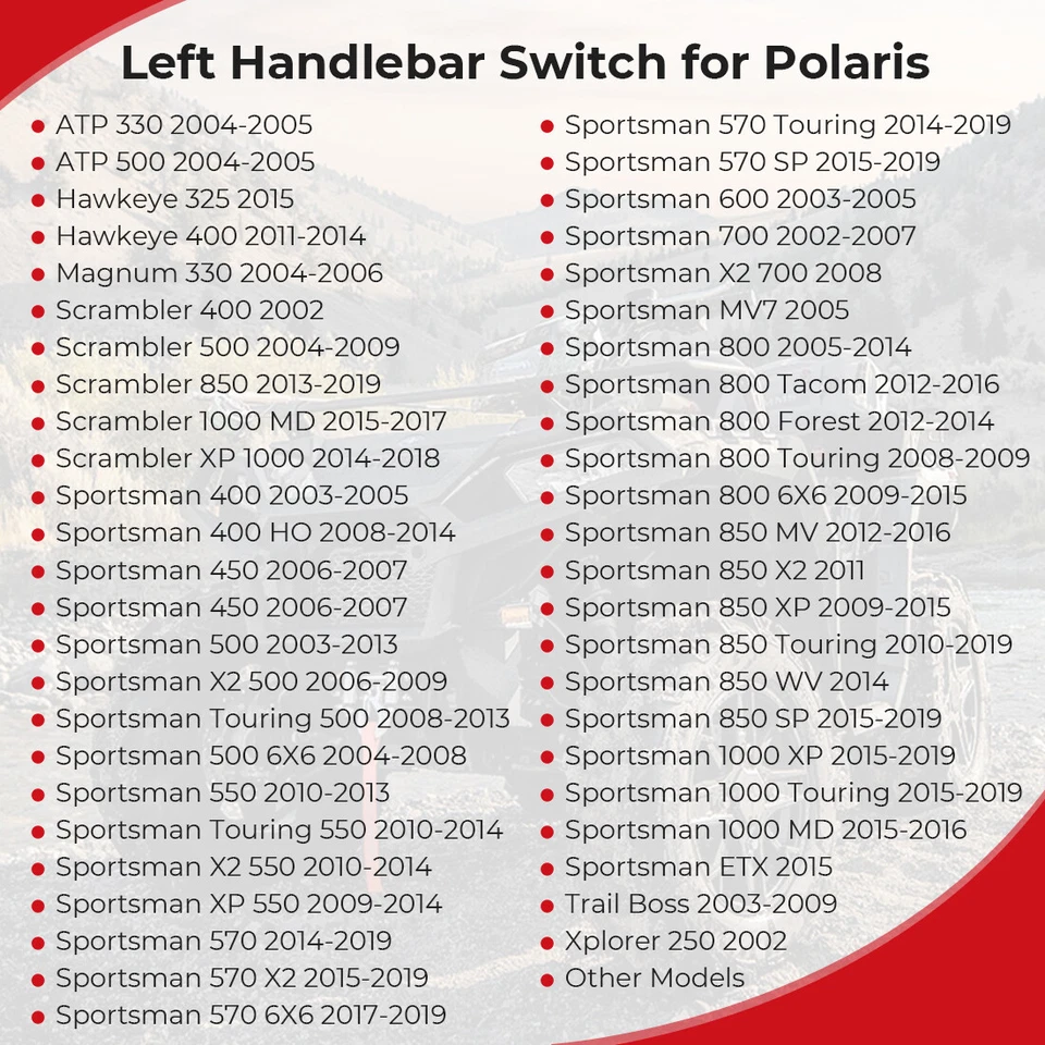 Interruptor de luz/matar/parada de haz alto/bajo del faro del manillar izquierdo 4010592 para Polaris Foto 3 de 4