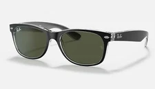 RayBan New Wayfarer Color Mix Black/Transparent G-15 52mm Sunglasses RB2132 6052