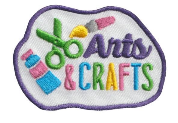 Girl Boy ARTS AND CRAFTS *White Fun Patches Crests Badges SCOUT GUIDE crafting