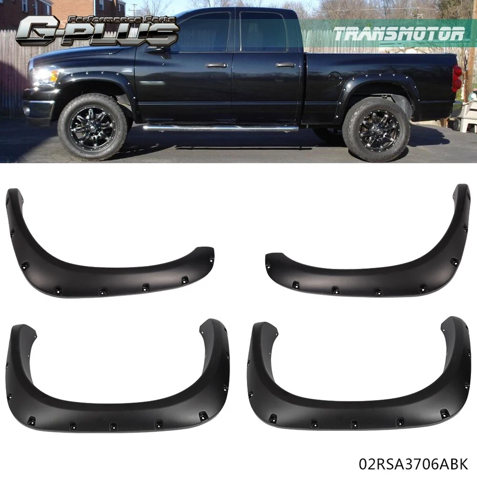 Apto para 03-09 Ram 2500 3500 02-08 Ram 1500 perno de bolsillo remache guardabarros llamaradas 4 piezas Foto 2 de 4