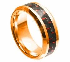 8mm Men's or Ladie's Tungsten Carbide w. Carbon Fiber Inlay Wedding Band Ring