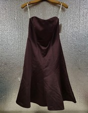 David's Bridal Strapless Charmeuse Truffl Eggplant Satin Dress Size 4 NWT Formal