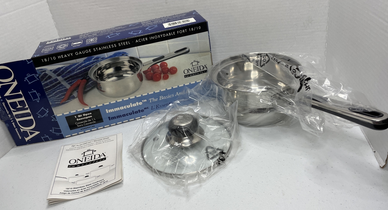 Oneida Immaculate 18/10 Stainless Steel Small 1Qt Saute/Sauce Potpan w/lid NOS eBay
