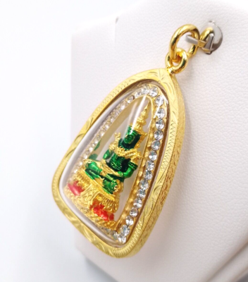 Emerald Buddha Thai Buddha Amulet Pendant With Case 22K Thai Gold