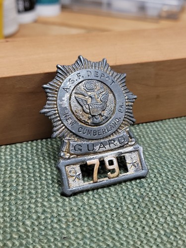 RARE WW2 Armed Service Forces Guard Badge Police Badge New Cumberland PA ASF 40s - Picture 8 of 22