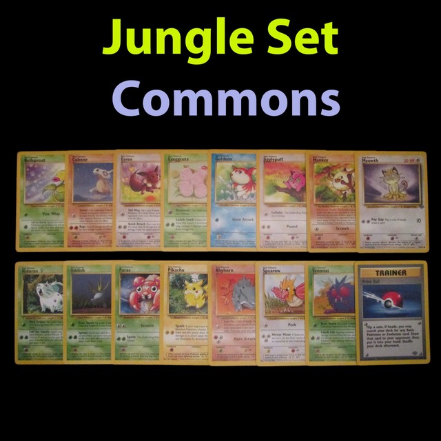 NM Unlimited COMPLETE Pokemon JUNGLE 16Card Common Set/64 Pikachu Eevee TCG eBay